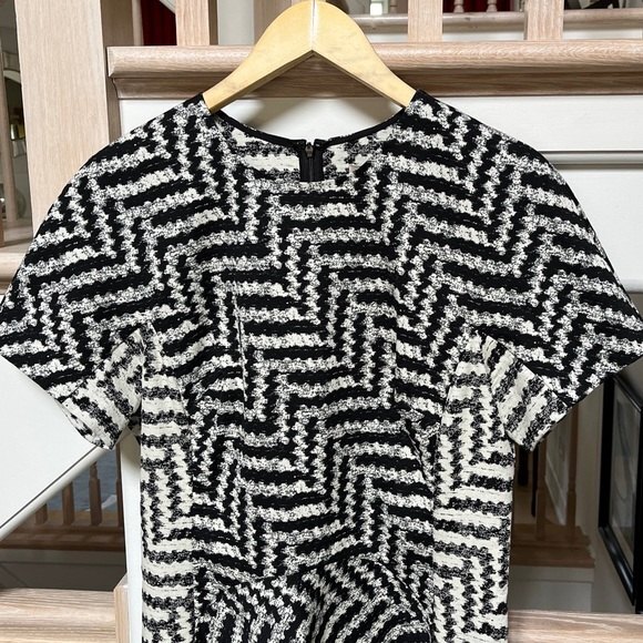 Lela Rose Zig Zag Print Fit and Flare Short Sleeve Dress 14 NWOT - Picture 8 of 12